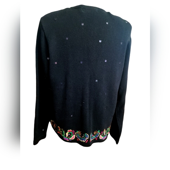 Vintage Jack B. Quick Sweatee Cardigan Mardi Gras Beaded Sequined Large XLarge - Picture 8 of 11